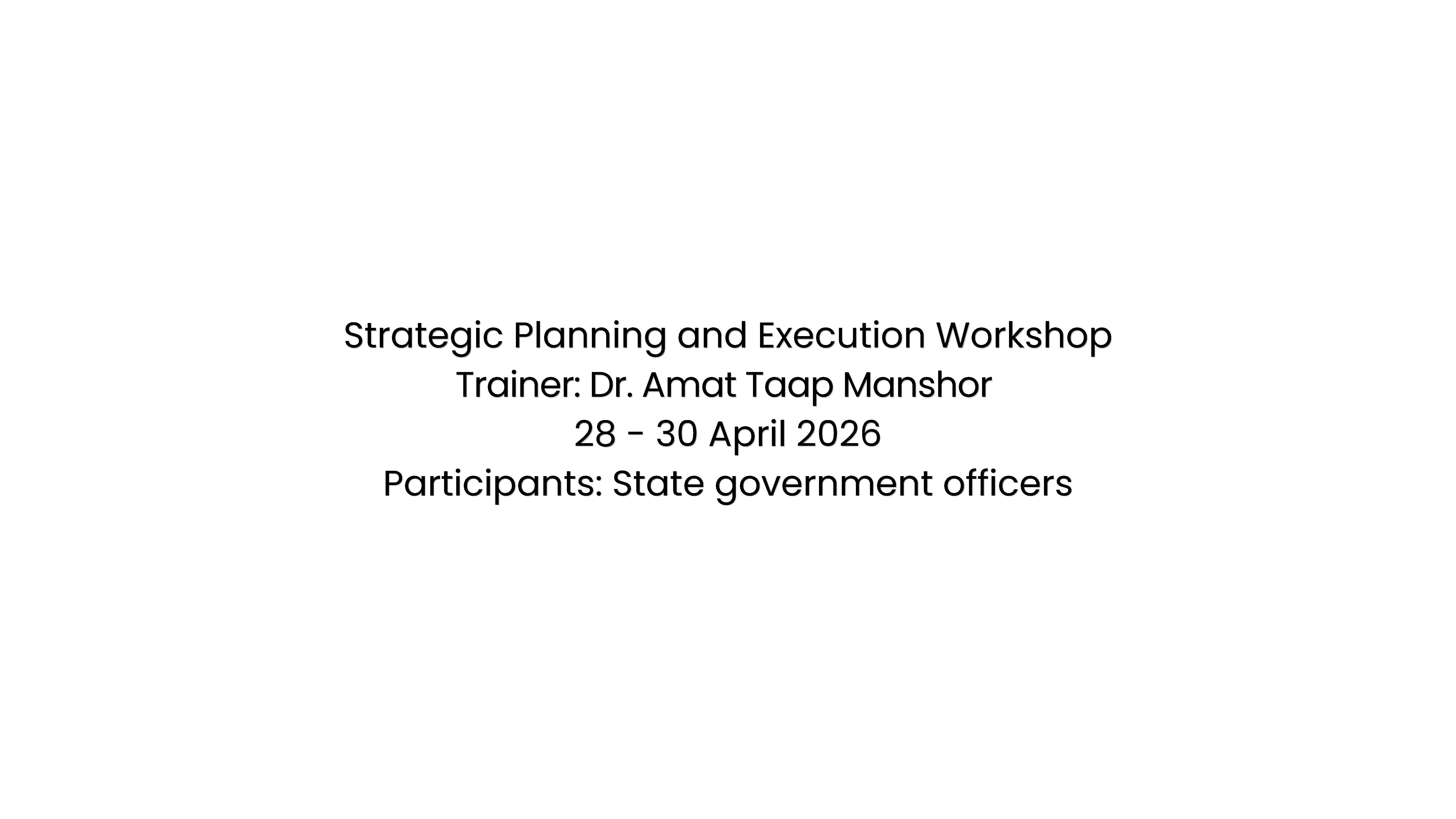Strategic Planning and Execution Workshop